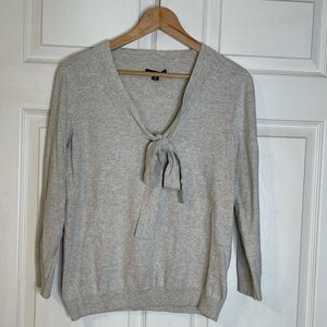 J. Crew Light Gray V-Neck Sweater with Tie